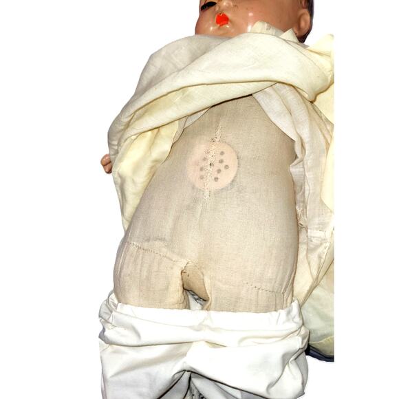 22" 30s or40s VNTG Blue Metal Sleep Eyes, Curly Molded Hair Faint Cry Baby Doll - Picture 8 of 16